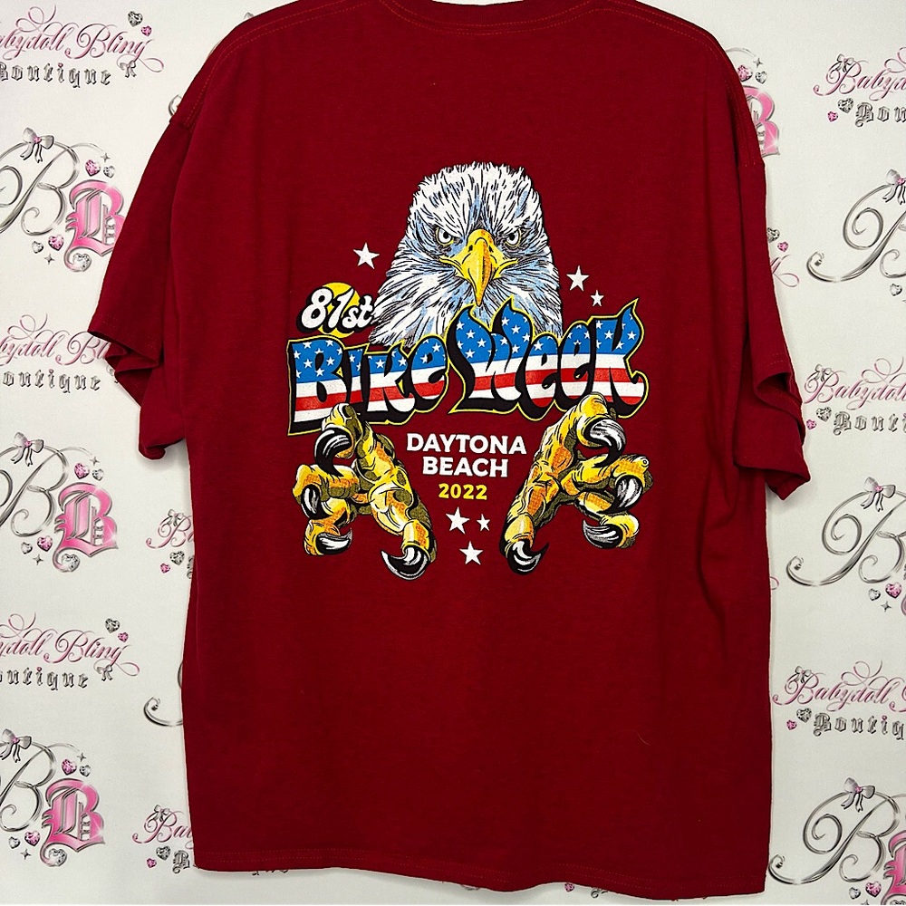 Bike week Daytona beach 2022 eagle red tshirt graphic decal rider motorcycle - Picture 1 of 8